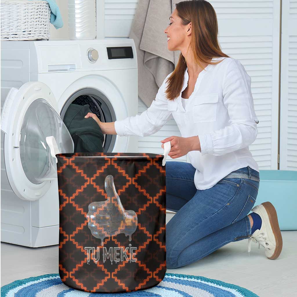 Tu Meke Maori New Zealand Slang Laundry Basket with Glow Neon Step Style