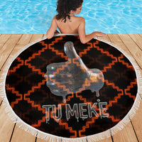Tu Meke Maori New Zealand Slang Beach Blanket with Glow Neon Step Style
