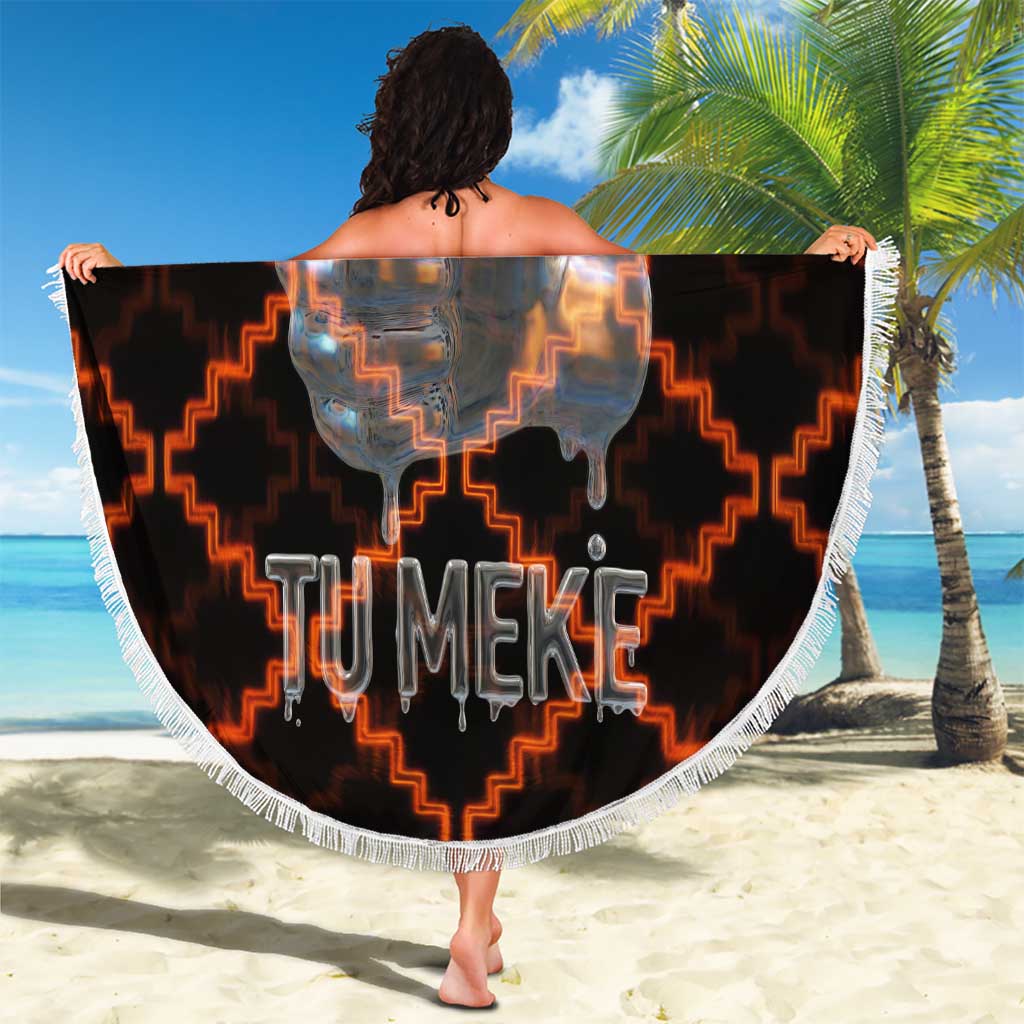 Tu Meke Maori New Zealand Slang Beach Blanket with Glow Neon Step Style
