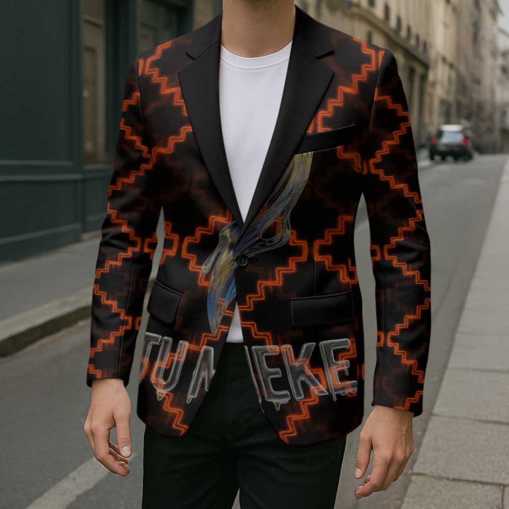 Tu Meke Maori New Zealand Slang Blazer with Glow Neon Step Style
