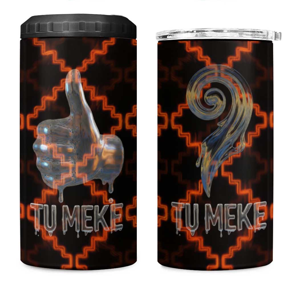 Tu Meke Maori New Zealand Slang 4 in 1 Can Cooler Tumbler with Glow Neon Step Style TS04 One Size: 16 oz Black Orange - Polynesian Pride