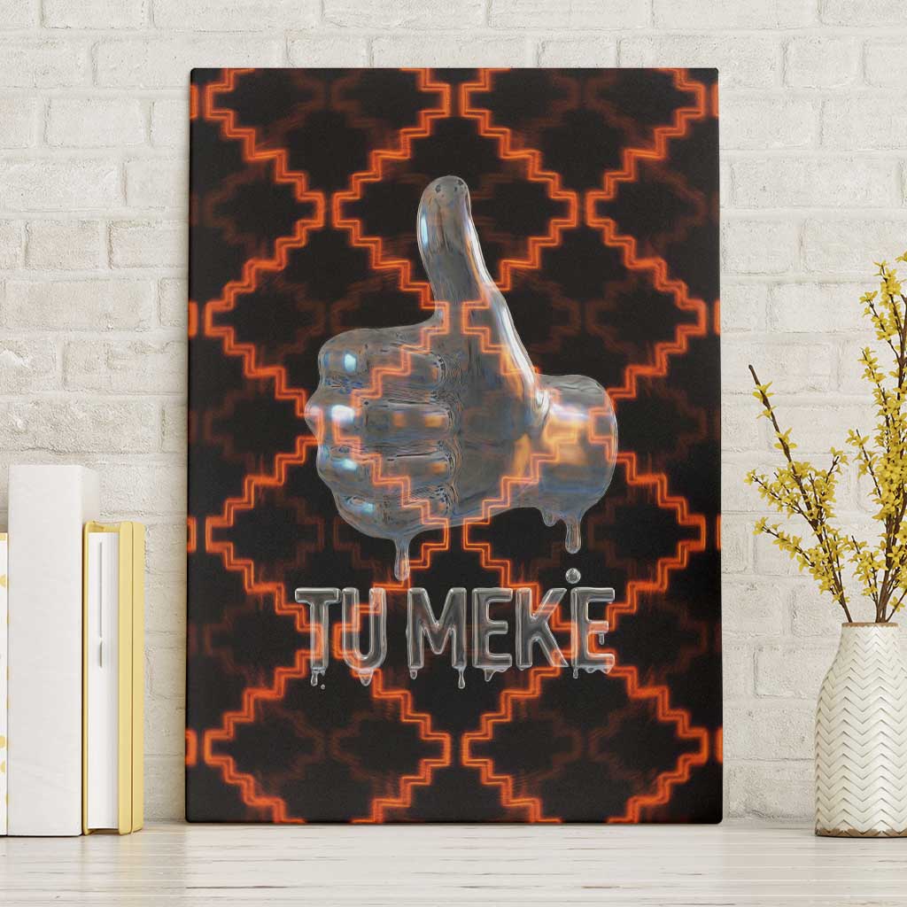 Tu Meke Maori New Zealand Slang Canvas Wall Art with Glow Neon Step Style