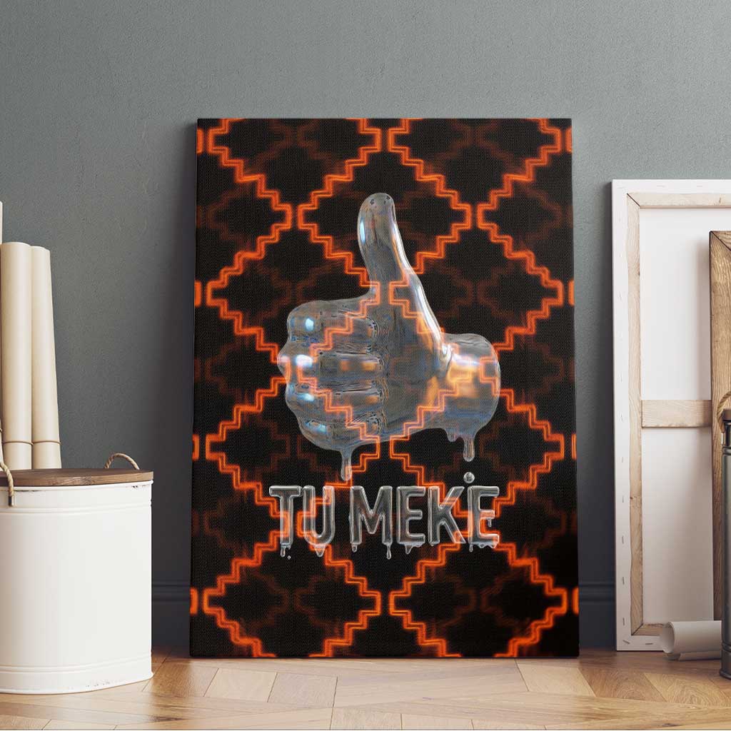 Tu Meke Maori New Zealand Slang Canvas Wall Art with Glow Neon Step Style