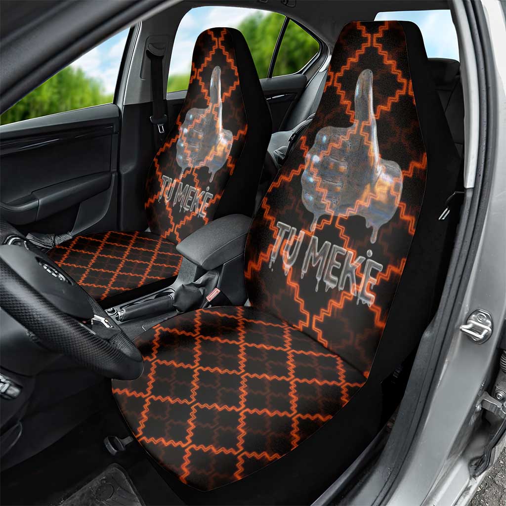 Tu Meke Maori New Zealand Slang Car Seat Cover with Glow Neon Step Style