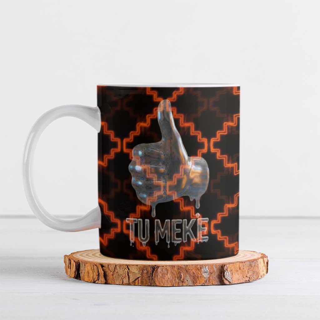Tu Meke Maori New Zealand Slang Ceramic Mug with Glow Neon Step Style