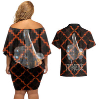 Tu Meke Maori New Zealand Slang Couples Matching Off Shoulder Short Dress and Hawaiian Shirt with Glow Neon Step Style TS04 - Polynesian Pride
