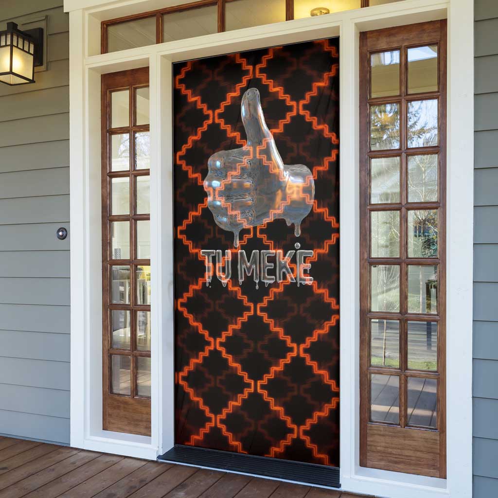 Tu Meke Maori New Zealand Slang Door Cover with Glow Neon Step Style