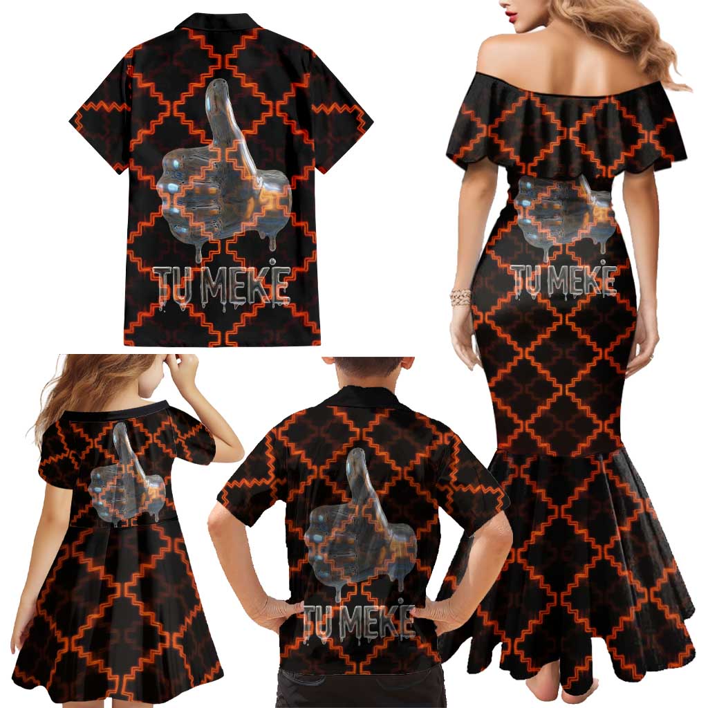 Tu Meke Maori New Zealand Slang Family Matching Mermaid Dress and Hawaiian Shirt with Glow Neon Step Style TS04 - Polynesian Pride