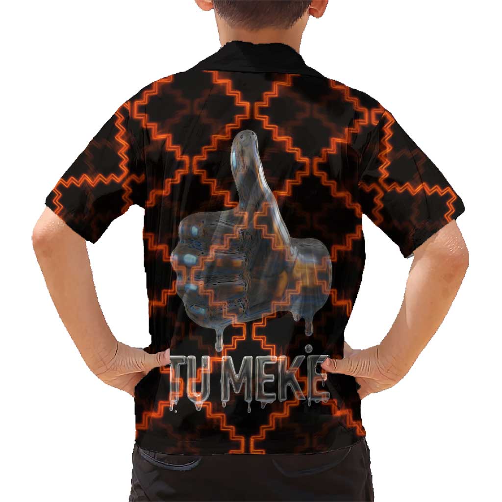 Tu Meke Maori New Zealand Slang Family Matching Off Shoulder Maxi Dress and Hawaiian Shirt with Glow Neon Step Style TS04 - Polynesian Pride