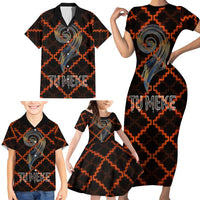 Tu Meke Maori New Zealand Slang Family Matching Short Sleeve Bodycon Dress and Hawaiian Shirt with Glow Neon Step Style TS04 - Polynesian Pride