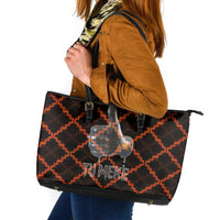 Tu Meke Maori New Zealand Slang Leather Tote Bag with Glow Neon Step Style