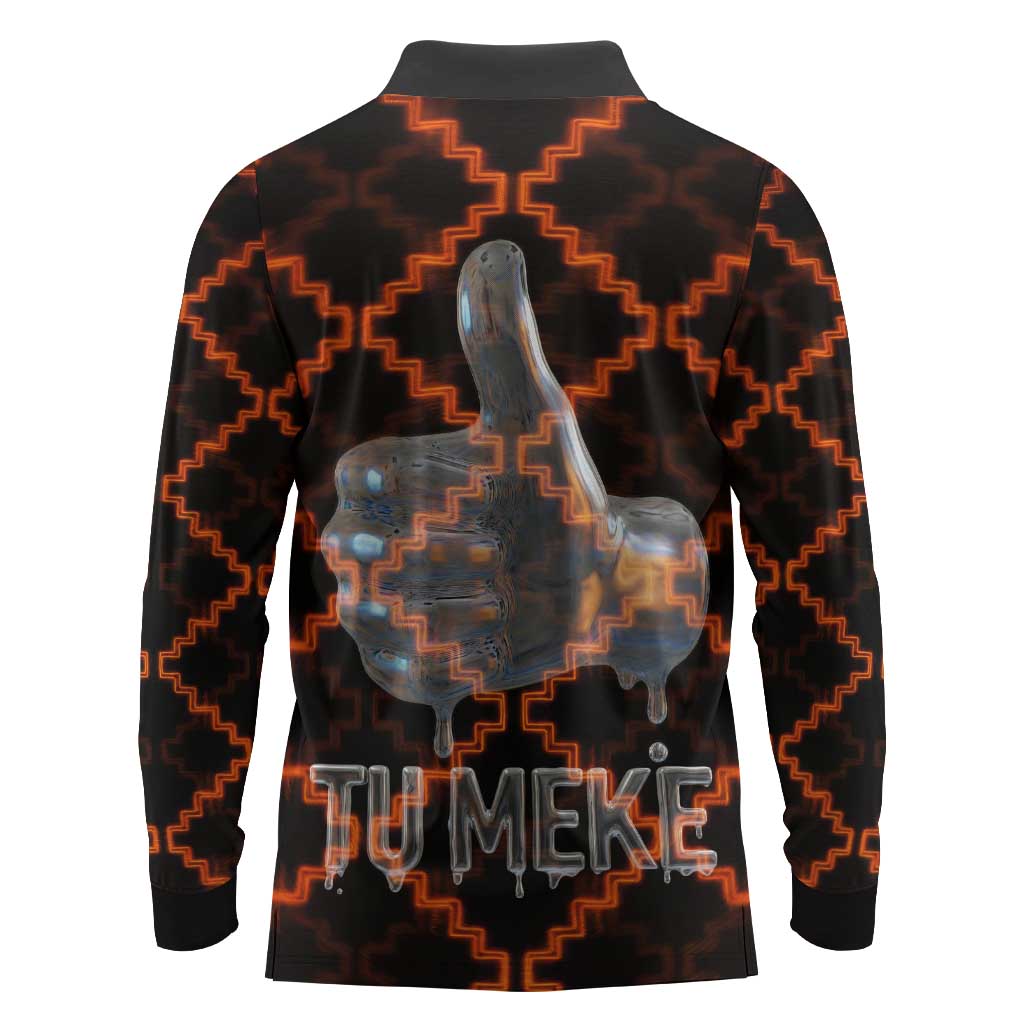 Tu Meke Maori New Zealand Slang Long Sleeve Polo Shirt with Glow Neon Step Style TS04 - Polynesian Pride