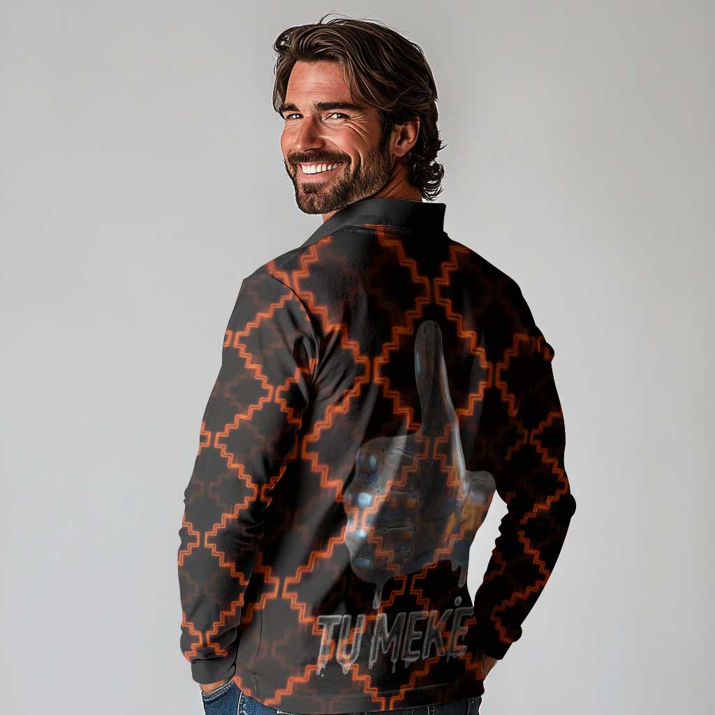 Tu Meke Maori New Zealand Slang Long Sleeve Polo Shirt with Glow Neon Step Style TS04 - Polynesian Pride
