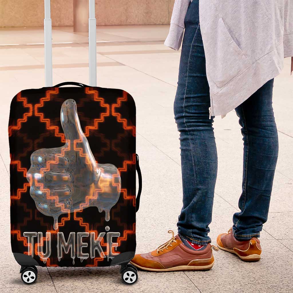 Tu Meke Maori New Zealand Slang Luggage Cover with Glow Neon Step Style