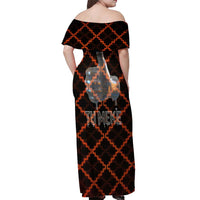 Tu Meke Maori New Zealand Slang Off Shoulder Maxi Dress with Glow Neon Step Style TS04 - Polynesian Pride