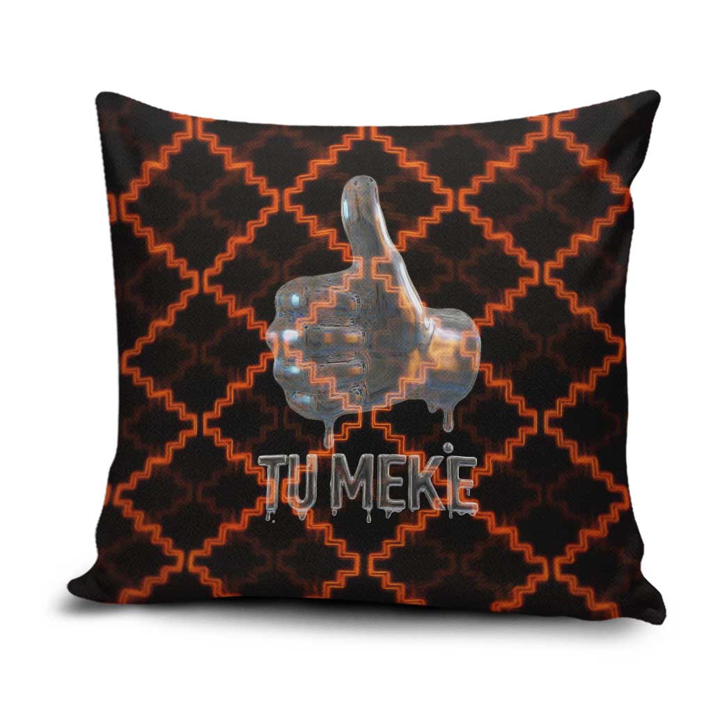 Tu Meke Maori New Zealand Slang Pillow Cover with Glow Neon Step Style TS04 Black Orange - Polynesian Pride