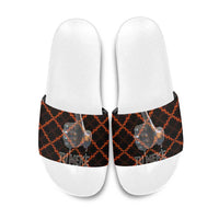 Tu Meke Maori New Zealand Slang Slide Sandals with Glow Neon Step Style TS04 Black Orange - Polynesian Pride