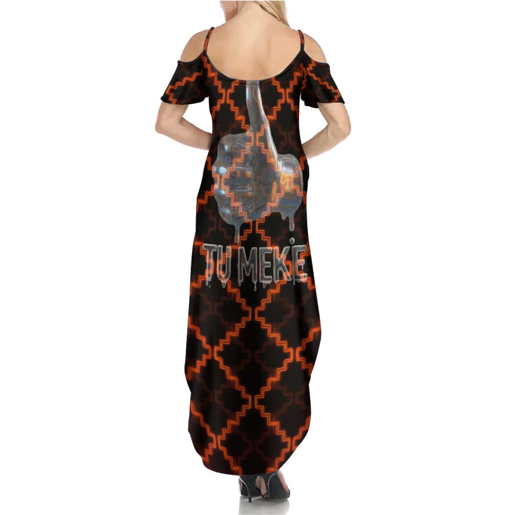 Tu Meke Maori New Zealand Slang Summer Maxi Dress with Glow Neon Step Style