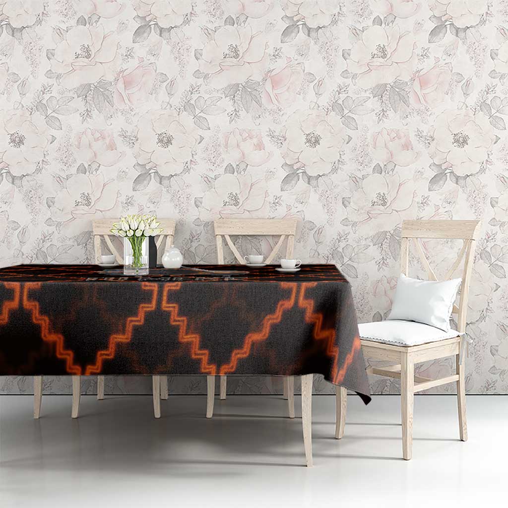Tu Meke Maori New Zealand Slang Tablecloth with Glow Neon Step Style