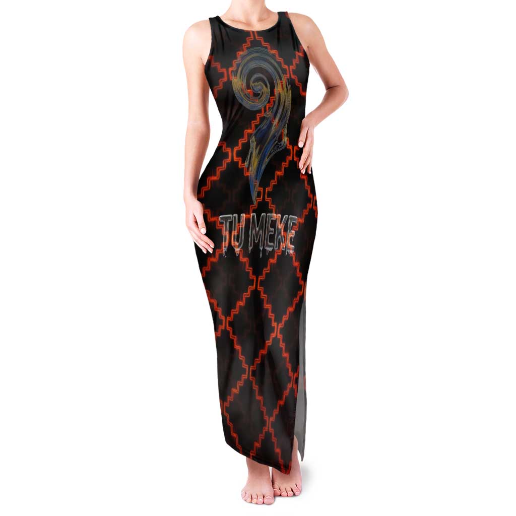 Tu Meke Maori New Zealand Slang Tank Maxi Dress with Glow Neon Step Style