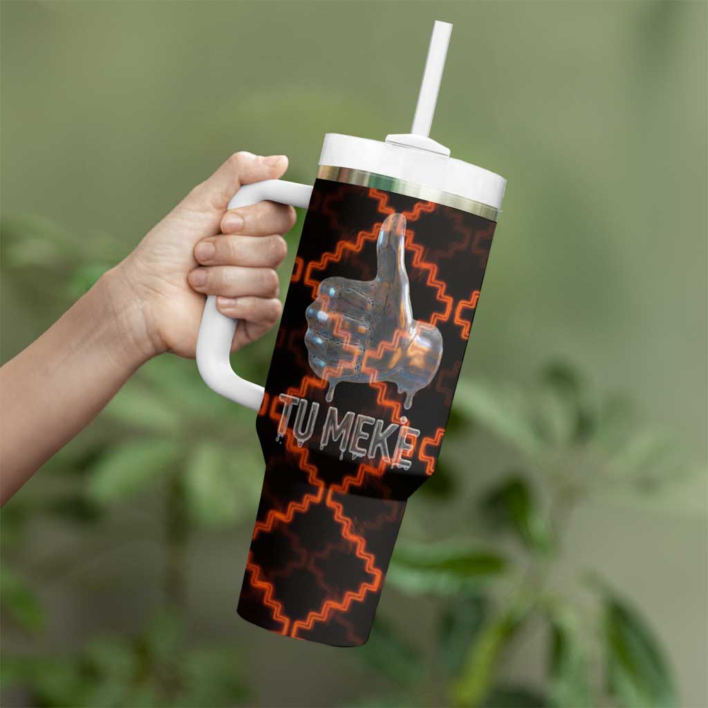 Tu Meke Maori New Zealand Slang Tumbler With Handle with Glow Neon Step Style