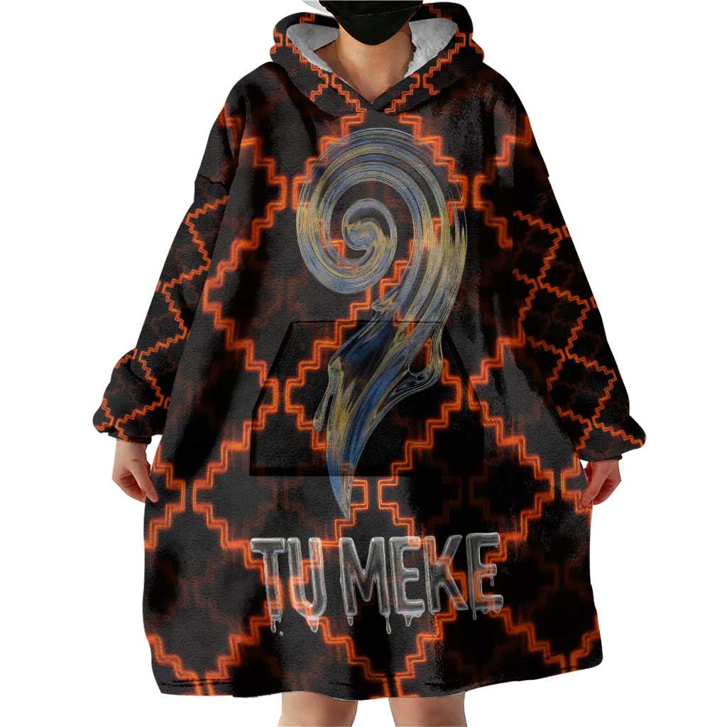 Tu Meke Maori New Zealand Slang Wearable Blanket Hoodie with Glow Neon Step Style TS04 - Polynesian Pride