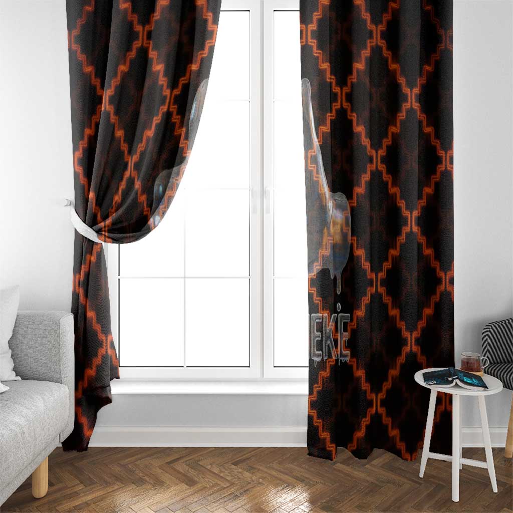 Tu Meke Maori New Zealand Slang Window Curtain with Glow Neon Step Style