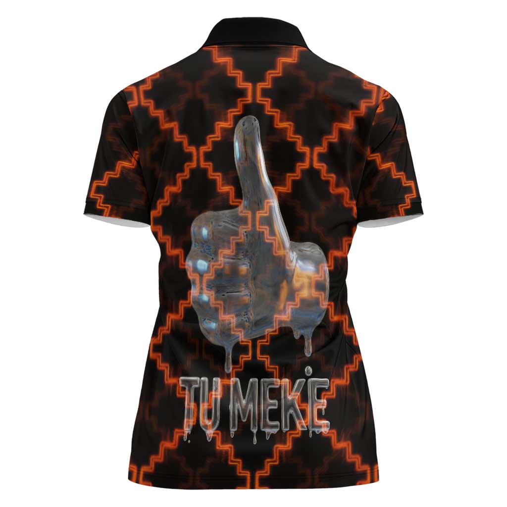 Tu Meke Maori New Zealand Slang Women Polo Shirt with Glow Neon Step Style TS04 - Polynesian Pride