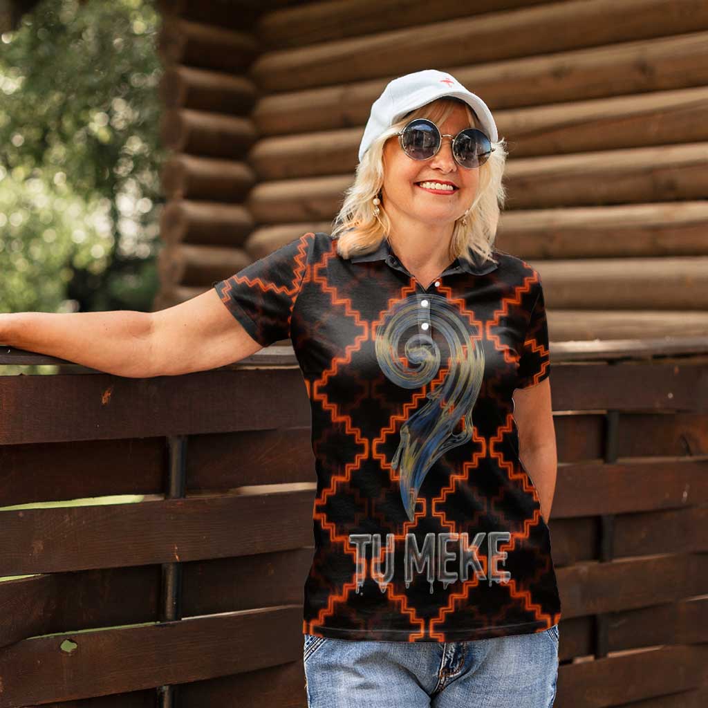 Tu Meke Maori New Zealand Slang Women Polo Shirt with Glow Neon Step Style TS04 - Polynesian Pride