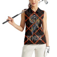 Tu Meke Maori New Zealand Slang Women Sleeveless Polo Shirt with Glow Neon Step Style TS04 - Polynesian Pride