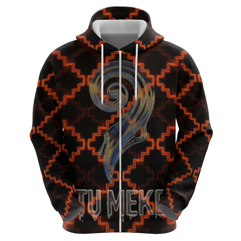 Tu Meke Maori New Zealand Slang Zip Hoodie with Glow Neon Step Style