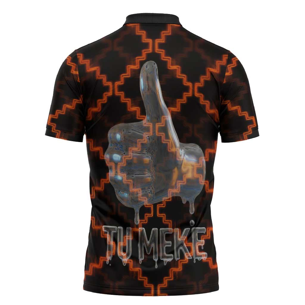 Tu Meke Maori New Zealand Slang Zipper Polo Shirt with Glow Neon Step Style TS04 - Polynesian Pride
