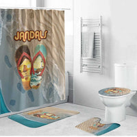 Kiwi Jandal Beach Life Bathroom Set New Zealand Flip Flops Ocean Wave Surf Style