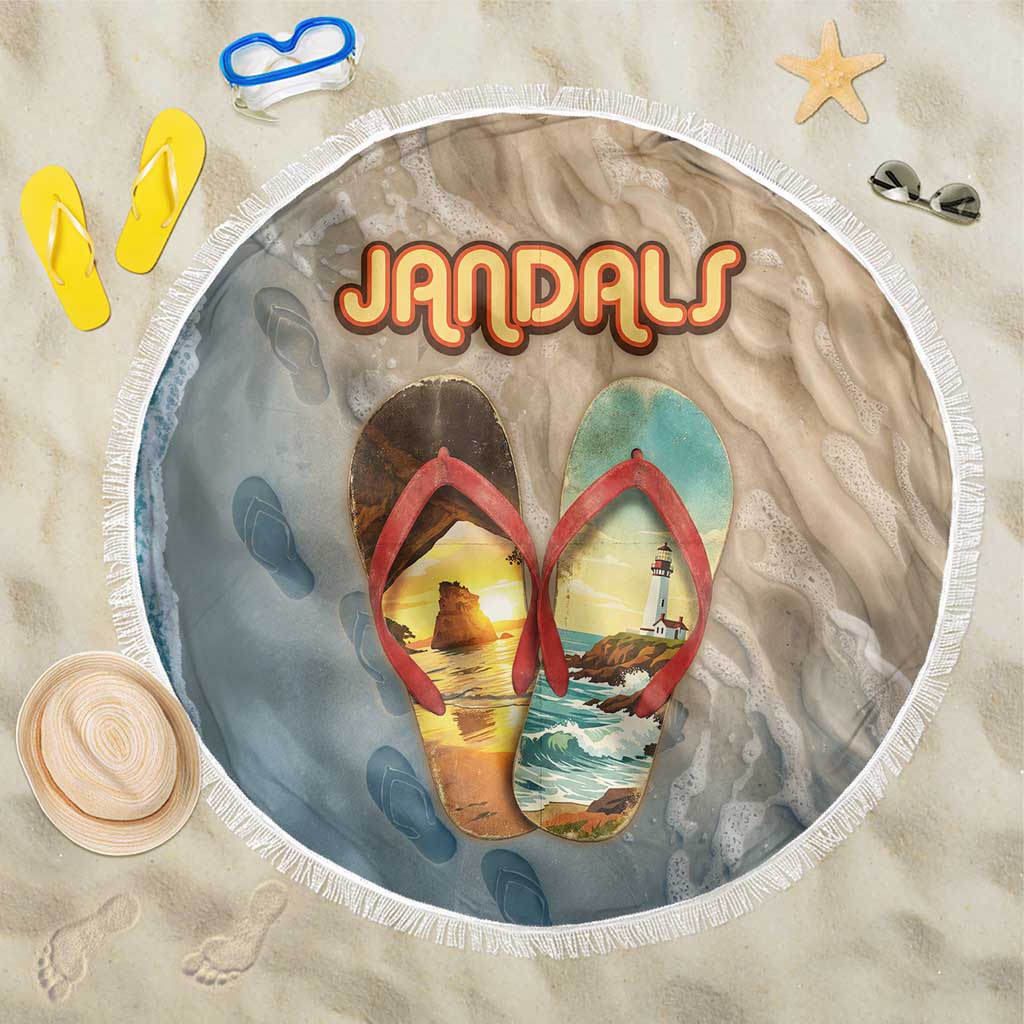 Kiwi Jandal Beach Life Beach Blanket New Zealand Flip Flops Ocean Wave Surf Style