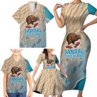 Kiwi Jandal Beach Life Family Matching Short Sleeve Bodycon Dress and Hawaiian Shirt New Zealand Flip Flops Ocean Wave Surf Style TS04 - Polynesian Pride