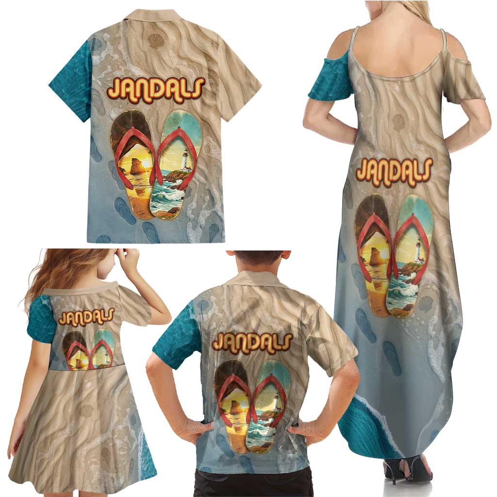 Kiwi Jandal Beach Life Family Matching Summer Maxi Dress and Hawaiian Shirt New Zealand Flip Flops Ocean Wave Surf Style TS04 - Polynesian Pride