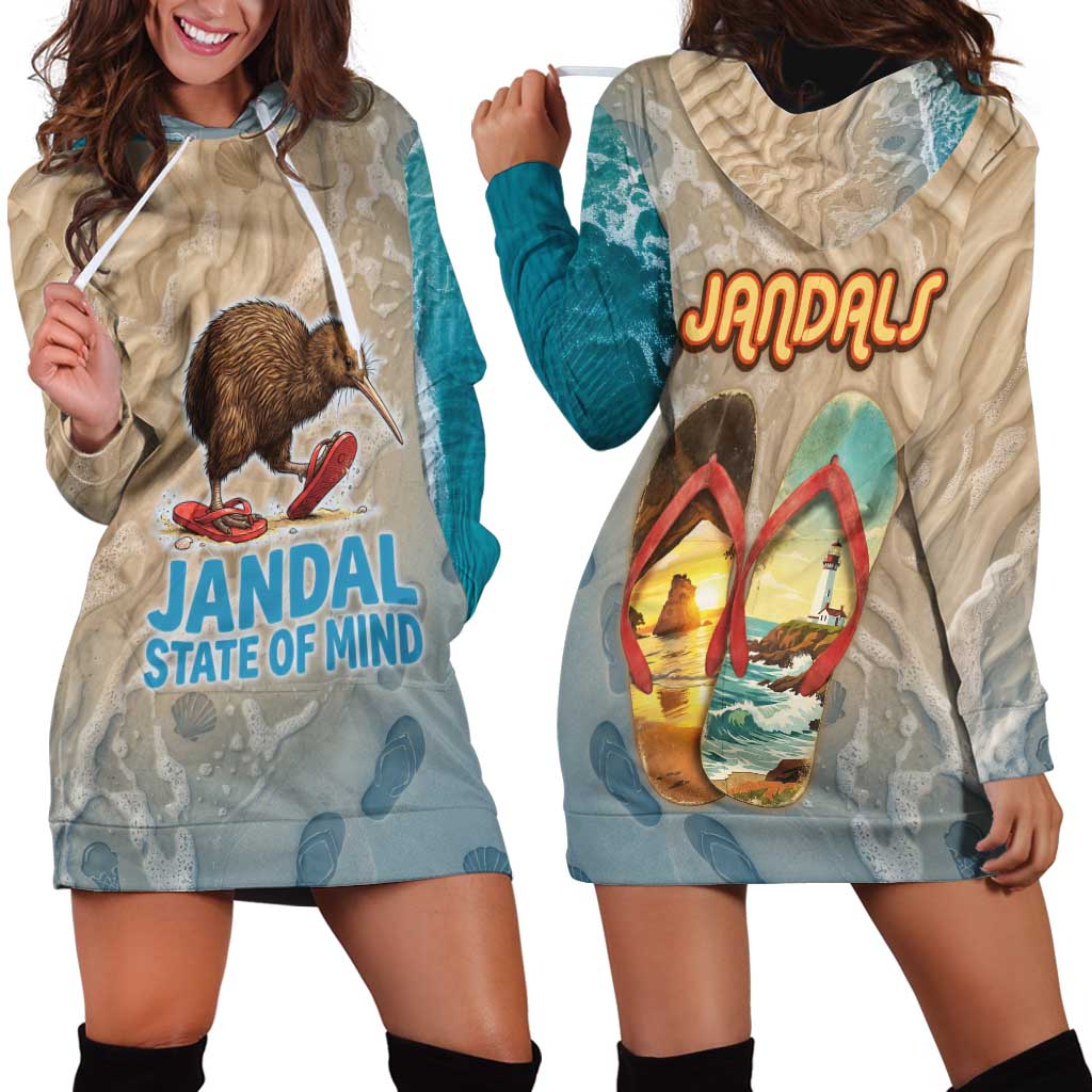 Kiwi Jandal Beach Life Hoodie Dress New Zealand Flip Flops Ocean Wave Surf Style TS04 - Polynesian Pride