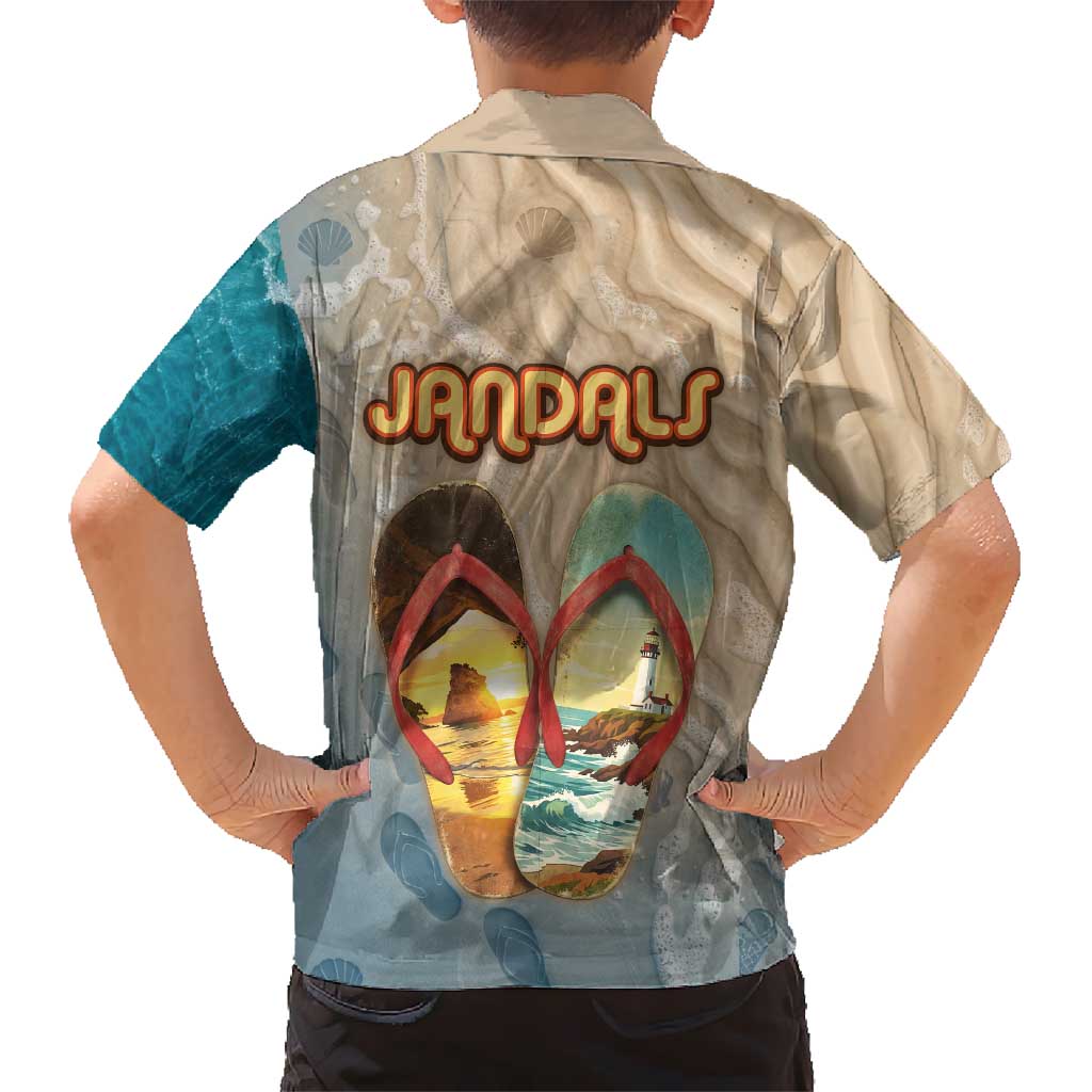 Kiwi Jandal Beach Life Kid Hawaiian Shirt New Zealand Flip Flops Ocean Wave Surf Style TS04 - Polynesian Pride