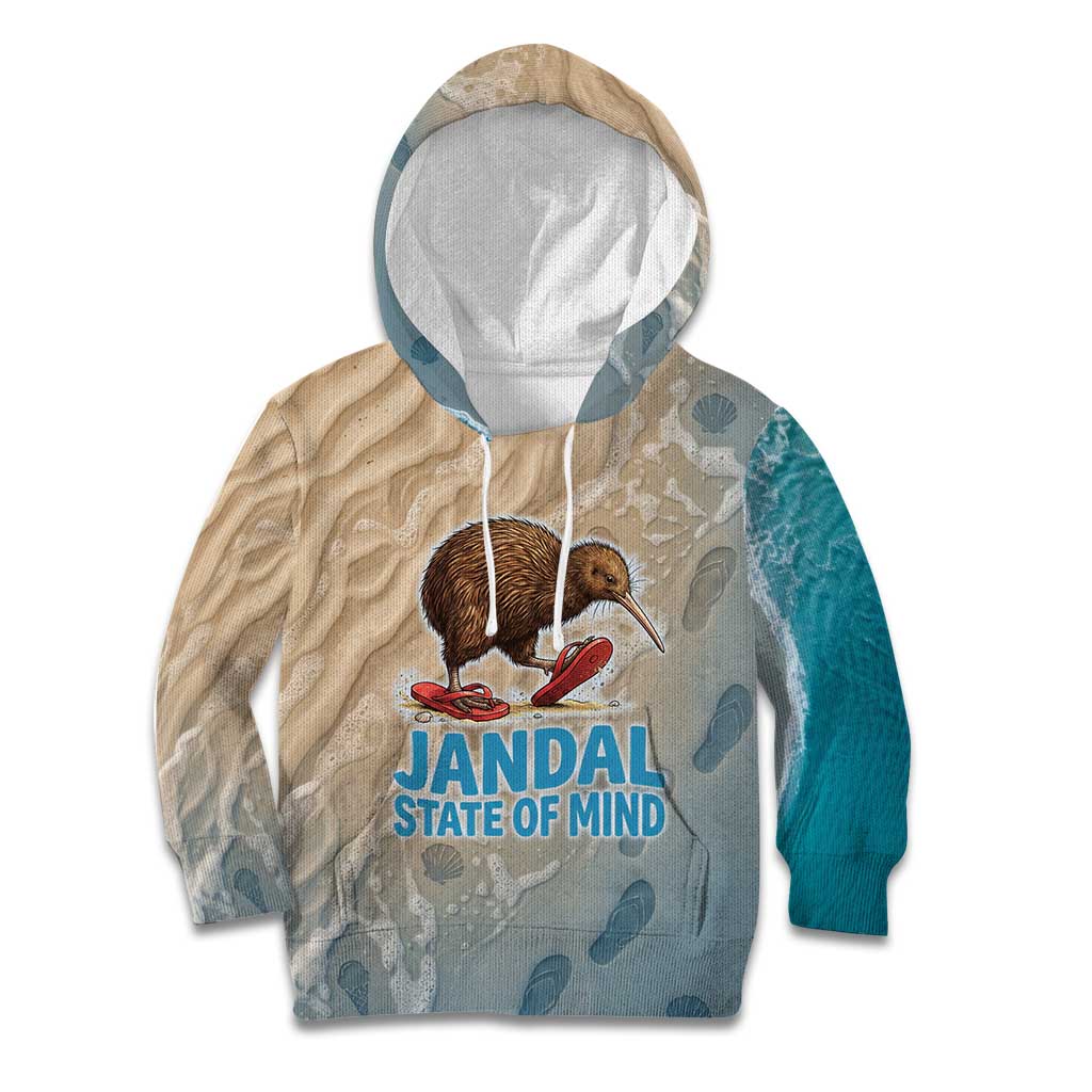 Kiwi Jandal Beach Life Kid Hoodie New Zealand Flip Flops Ocean Wave Surf Style