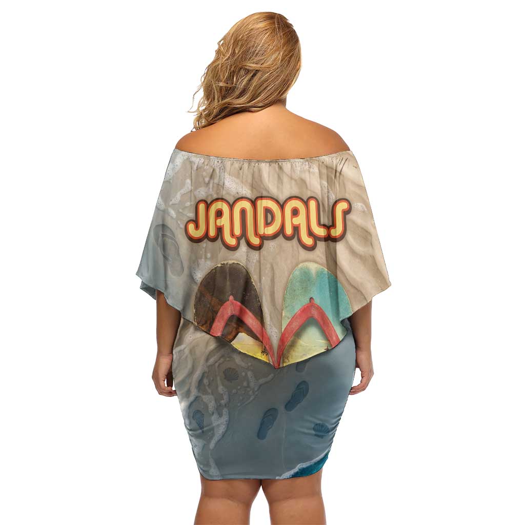 Kiwi Jandal Beach Life Off Shoulder Short Dress New Zealand Flip Flops Ocean Wave Surf Style TS04 - Polynesian Pride