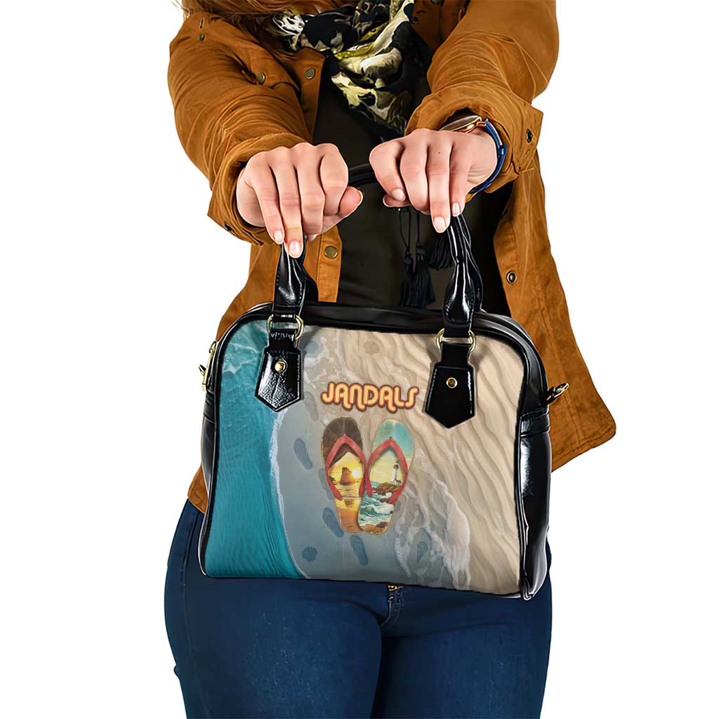 Kiwi Jandal Beach Life Shoulder Handbag New Zealand Flip Flops Ocean Wave Surf Style