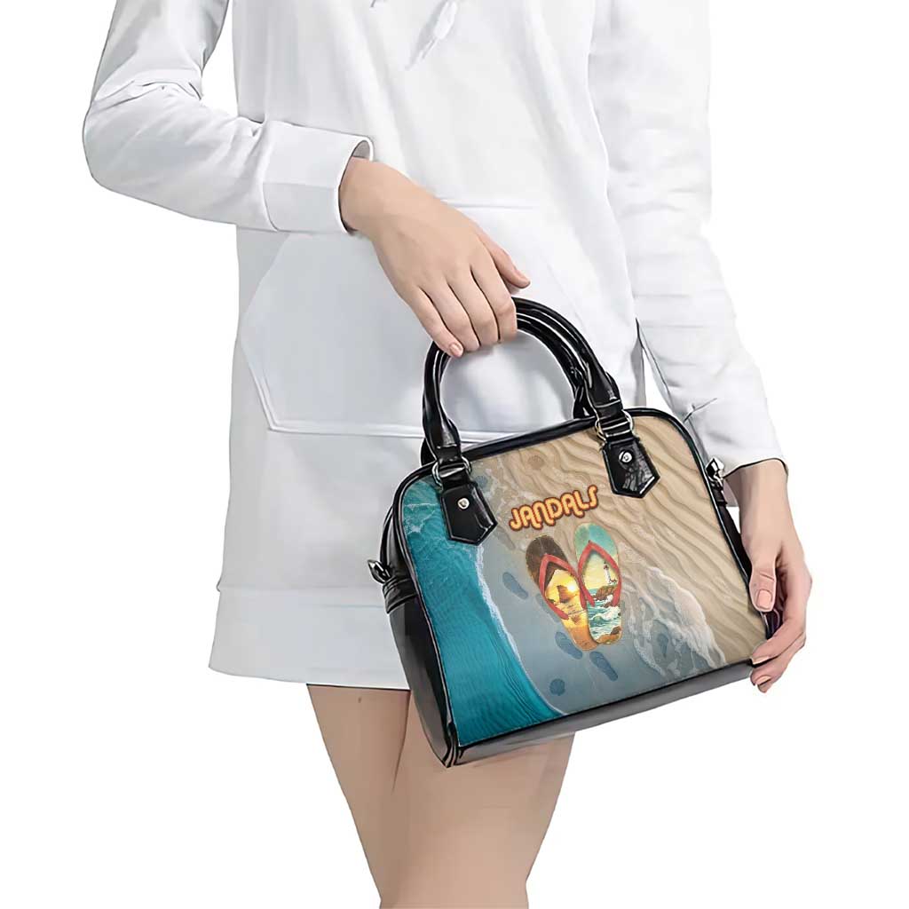 Kiwi Jandal Beach Life Shoulder Handbag New Zealand Flip Flops Ocean Wave Surf Style