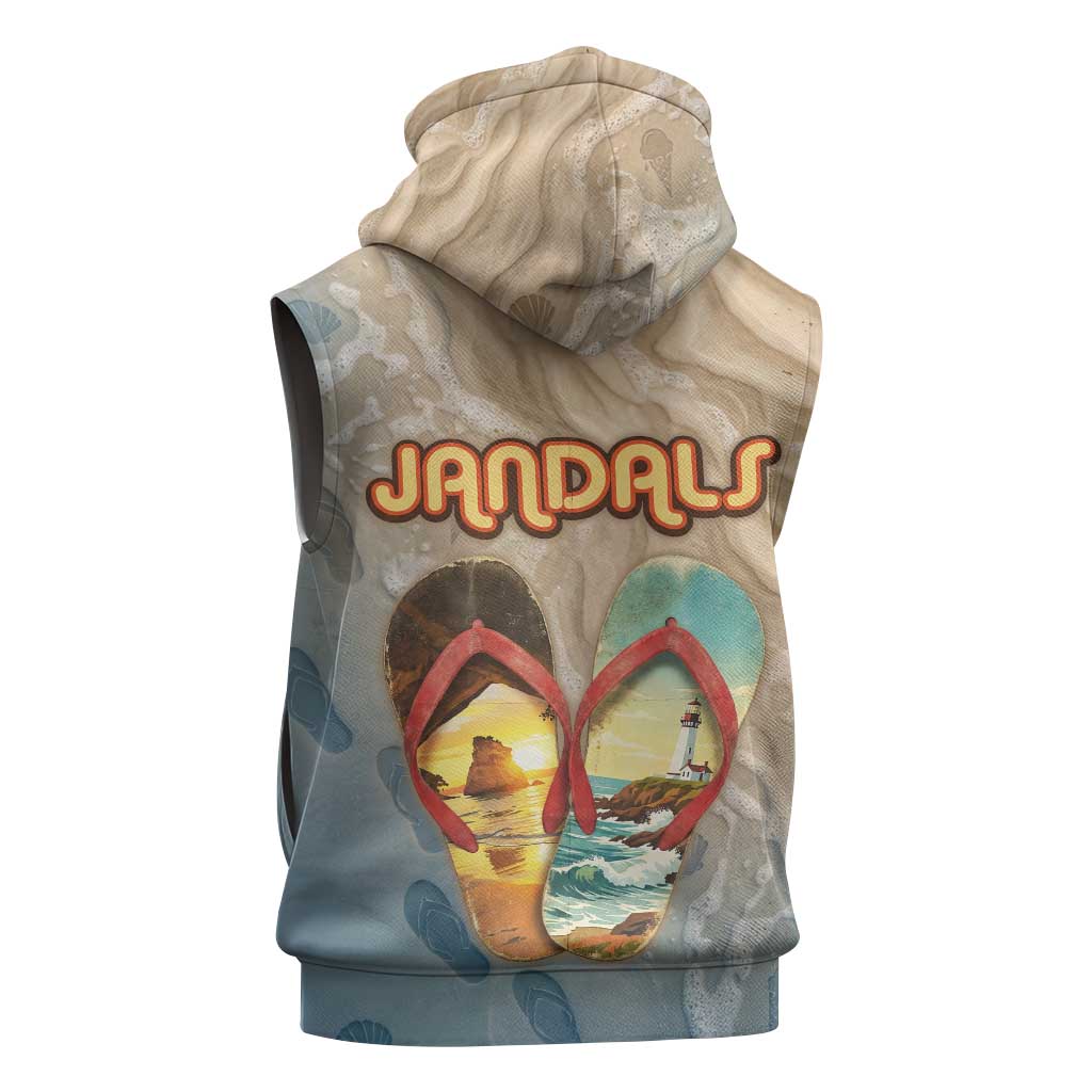 Kiwi Jandal Beach Life Sleeveless Hoodie New Zealand Flip Flops Ocean Wave Surf Style TS04 - Polynesian Pride