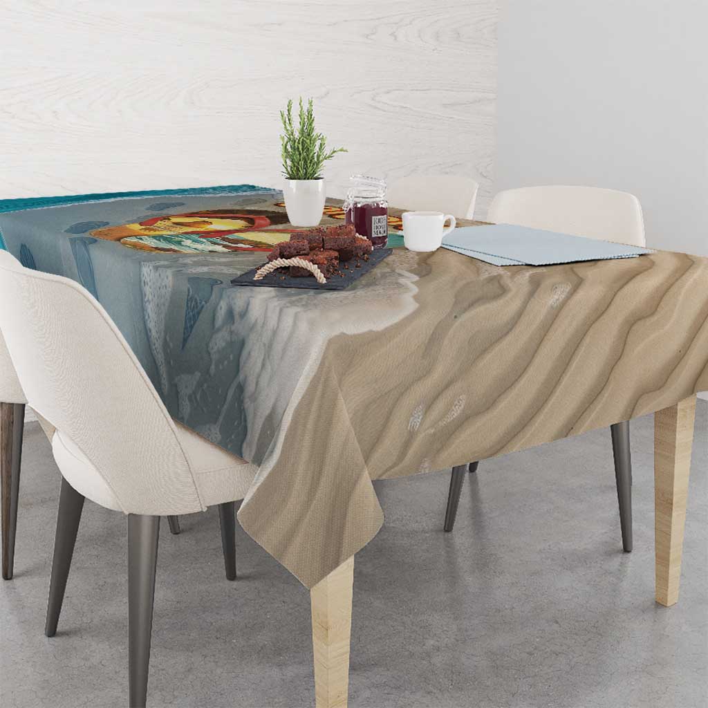Kiwi Jandal Beach Life Tablecloth New Zealand Flip Flops Ocean Wave Surf Style