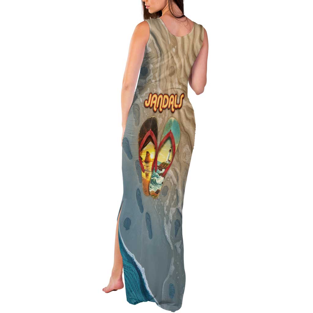 Kiwi Jandal Beach Life Tank Maxi Dress New Zealand Flip Flops Ocean Wave Surf Style TS04 - Polynesian Pride
