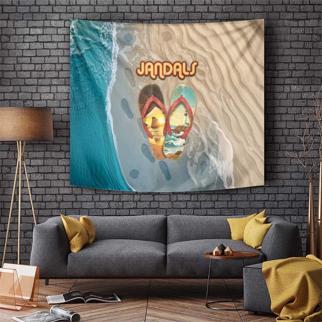 Kiwi Jandal Beach Life Tapestry New Zealand Flip Flops Ocean Wave Surf Style