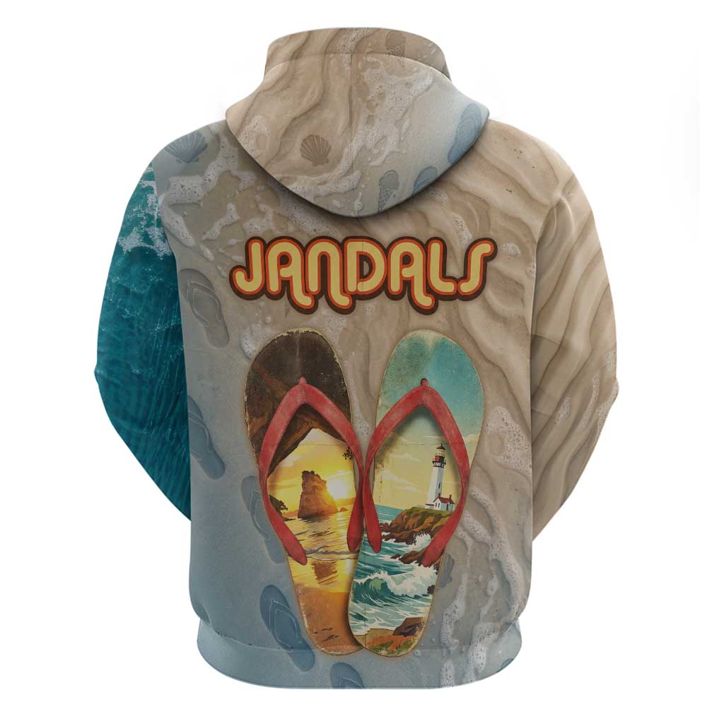 Kiwi Jandal Beach Life Zip Hoodie New Zealand Flip Flops Ocean Wave Surf Style TS04 - Polynesian Pride