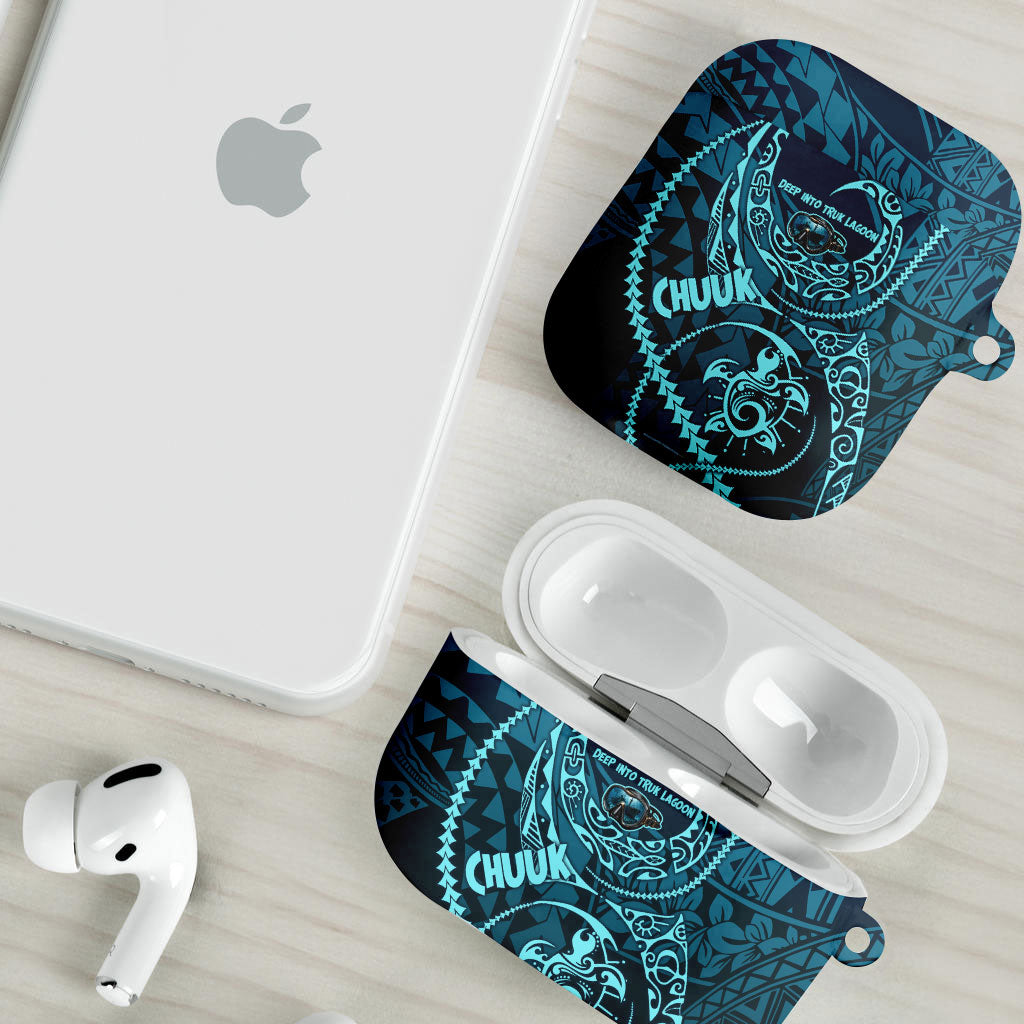 Chuuk Deep Into Truk Lagoon AirPods Case Polynesian Tribal Pattern Wreck Diving Teal Ship Art TS04 - Polynesian Pride