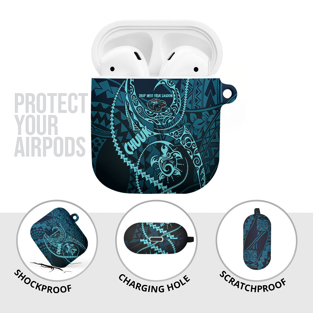 Chuuk Deep Into Truk Lagoon AirPods Case Polynesian Tribal Pattern Wreck Diving Teal Ship Art TS04 - Polynesian Pride
