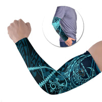 Chuuk Deep Into Truk Lagoon Arm Sleeves Polynesian Tribal Pattern Wreck Diving Teal Ship Art TS04 Set of 2 Blue Black - Polynesian Pride